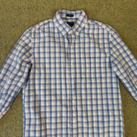J Crew Slim Flex Washed Gingham Button Up Shirt US Men's S - Picture 5 of 6